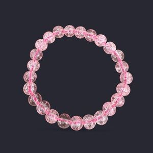 Pink Crackle Glass Bead Bracelet